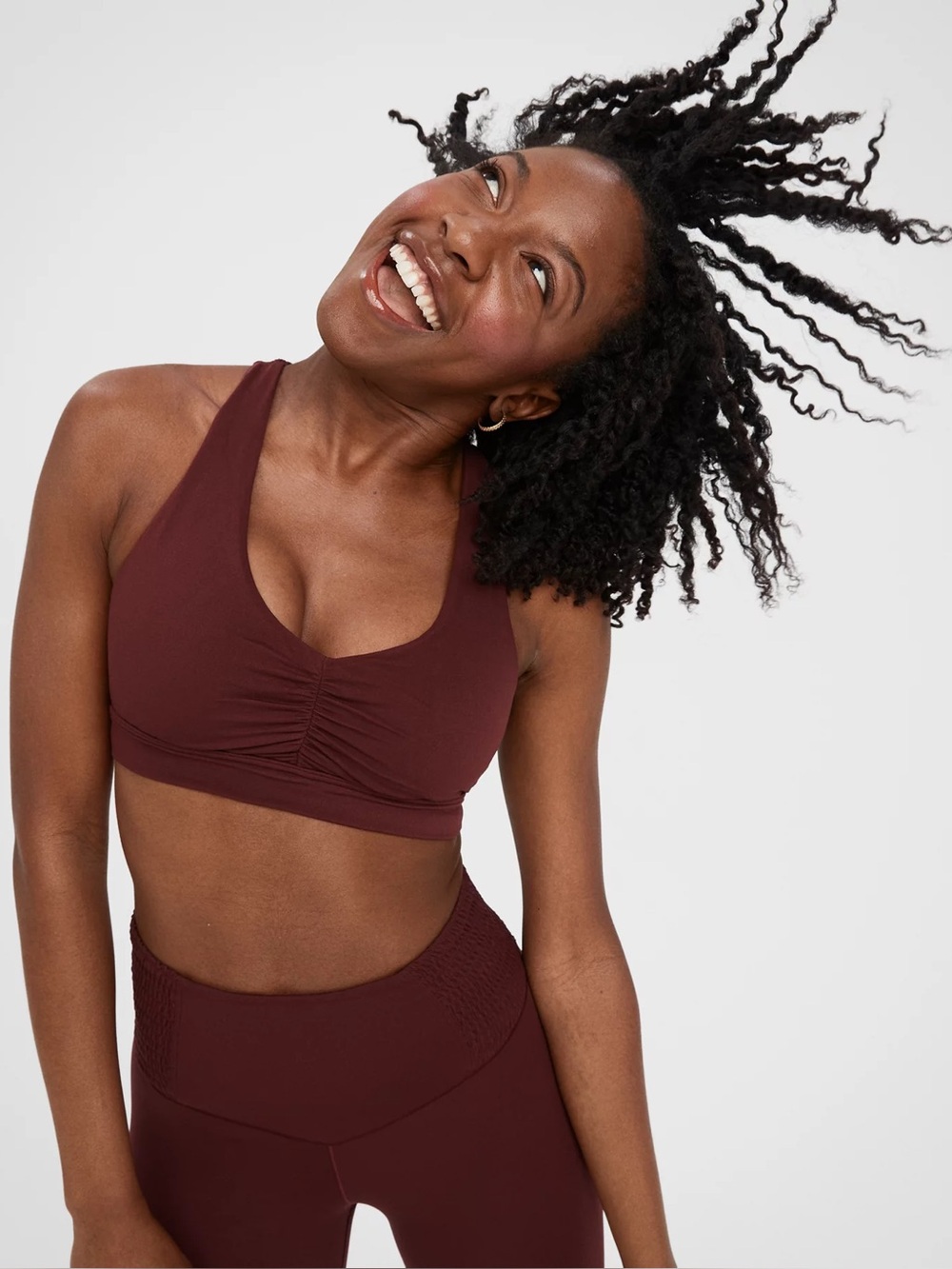 NWT OFFLINE by Aerie Real Me Ruched Sports Bra XS Royal Berry Medium Support